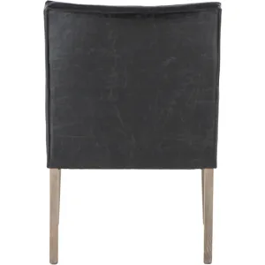 Grosvenor Madison 24" Dining Armchair in Black Leather with Light Legs