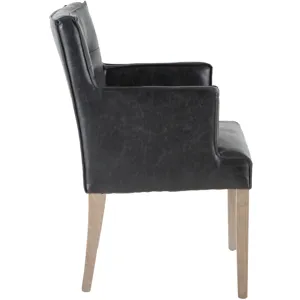 Grosvenor Madison 24" Dining Armchair in Black Leather with Light Legs
