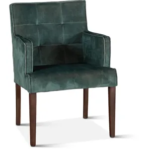 Grosvenor Madison 24" Dining Armchair in Green Velvet with Dark Legs