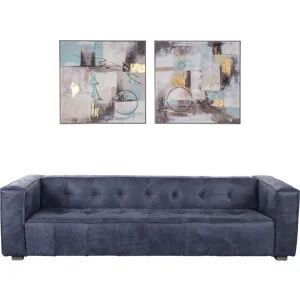 Grosvenor Milano 106" Sofa in Italian Blue Top Grain Leather