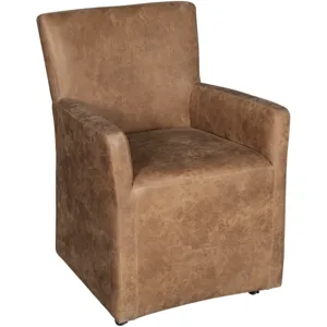 Grosvenor Peabody 25" Wheeled Armchair in Tan Leather