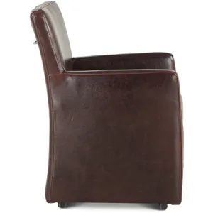 Grosvenor Peabody 25" Wheeled Armchair in Brown Leather