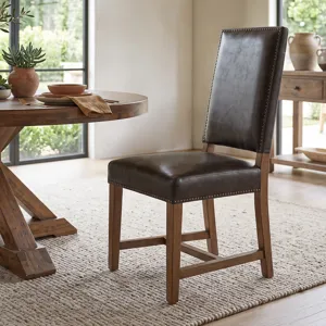 Upholstered Seating Darcy Dining Chair in Dark Brown with Earth Legs