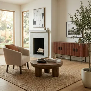 Palermo 39" Round Coffee Table in Acorn Brown