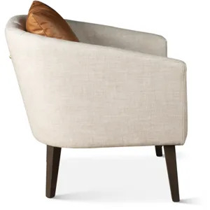 Upholstered Seating Jessie 22" Accent Chair in Beige Linen with Tan Leather Accent Pillow