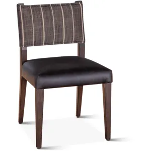 Grosvenor Maya 21" Dining Chair in Black Striped Linen and Black Leather