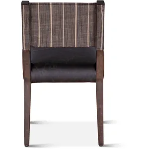 Grosvenor Maya 21" Dining Chair in Black Striped Linen and Black Leather