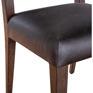 Grosvenor Maya 21" Dining Chair in Black Striped Linen and Black Leather