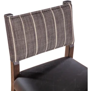 Grosvenor Maya 21" Dining Chair in Black Striped Linen and Black Leather