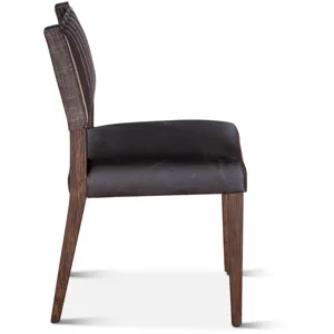 Grosvenor Maya 21" Dining Chair in Black Striped Linen and Black Leather
