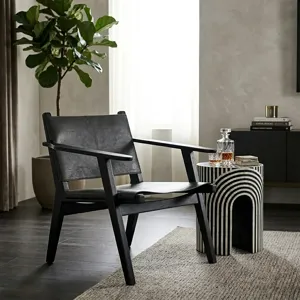 Grosvenor Bogart Modern 30" Accent Chair in Ebony Black Leather