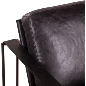 Grosvenor Bogart Modern 30" Accent Chair in Ebony Black Leather