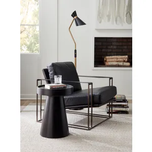 Grosvenor Bogart Modern 30" Accent Chair in Ebony Black Leather