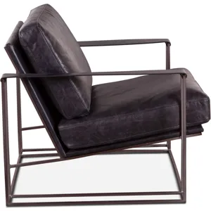 Grosvenor Bogart Modern 30" Accent Chair in Ebony Black Leather