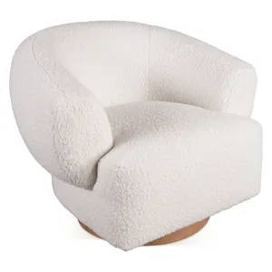 Gatsby Estelle 35" Swivel Accent Chair in Cream Boucle Fabric