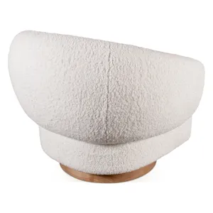 Gatsby Estelle 35" Swivel Accent Chair in Cream Boucle Fabric