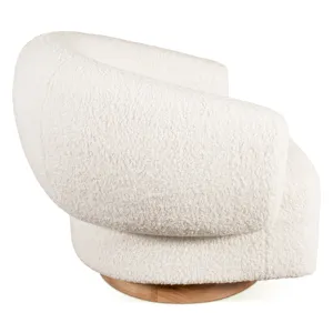 Gatsby Estelle 35" Swivel Accent Chair in Cream Boucle Fabric