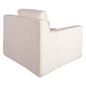 Gatsby Palladium Swivel Accent Chair in White Linen Slipcover