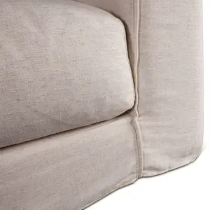 Gatsby Palladium Swivel Accent Chair in White Linen Slipcover