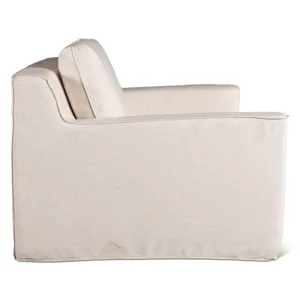 Gatsby Palladium Swivel Accent Chair in White Linen Slipcover