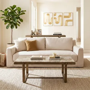 Gatsby Palladium Sofa in White Linen Slipcover