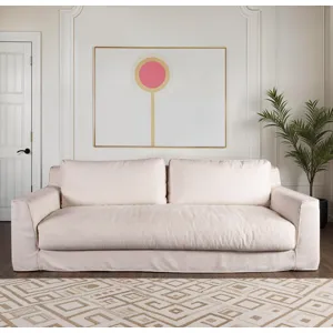 Gatsby Palladium Sofa in White Linen Slipcover