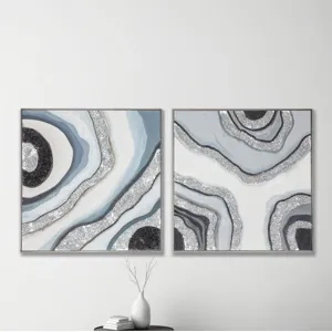 Palette Agate Allure Hand Painted Framed Diptych