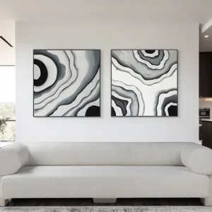 Palette Agate Allure Hand Painted Framed Diptych