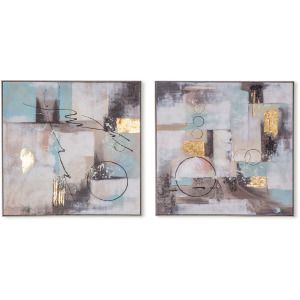 Palette Circular Symphony Hand Painted Framed Diptych