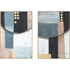 Palette Cityscape Abstractions Hand Painted Framed Diptych