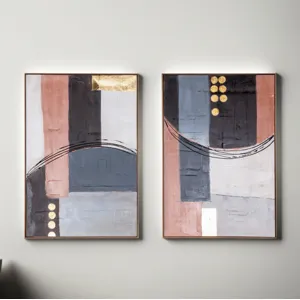 Palette Cityscape Abstractions Hand Painted Framed Diptych