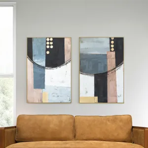 Palette Cityscape Abstractions Hand Painted Framed Diptych