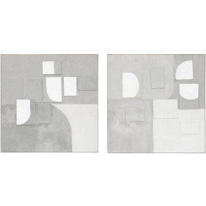 Palette Cutout Collage Hand Painted Framed Diptych