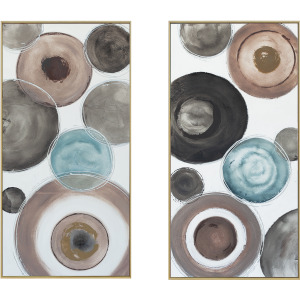 Palette Delicate Dishes Hand Painted Framed Diptych