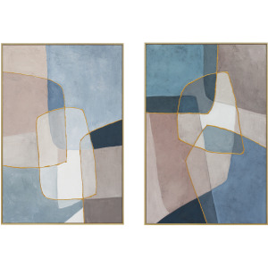 Palette Glass Mosaic Hand Painted Framed Diptych