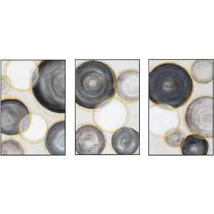 Palette Gilded Globes Hand Painted Framed Triptych
