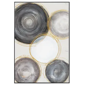 Palette Gilded Globes Hand Painted Framed Triptych