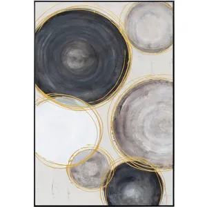 Palette Gilded Globes Hand Painted Framed Triptych