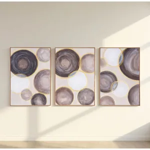 Palette Gilded Globes Hand Painted Framed Triptych