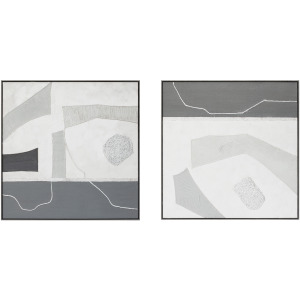 Palette Modern Slate Hand Painted Framed Diptych