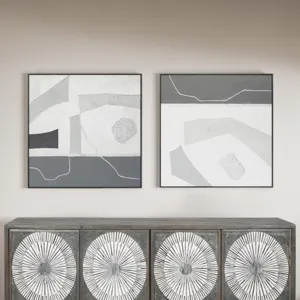 Palette Modern Slate Hand Painted Framed Diptych