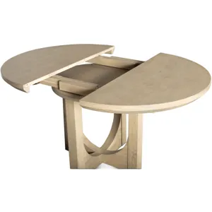 Grassroots Mission 42-60" Round Extension Dining Table in Gray Birch