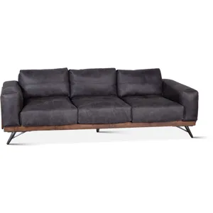 Portofino Mid Century 95" Sofa in Antique Ebony Leather