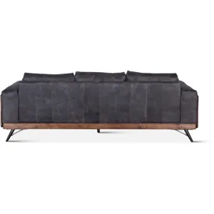 Portofino Mid Century 95" Sofa in Antique Ebony Leather