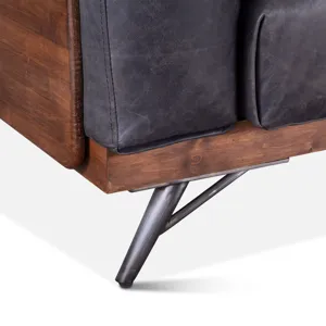 Portofino Mid Century 95" Sofa in Antique Ebony Leather