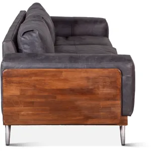 Portofino Mid Century 95" Sofa in Antique Ebony Leather