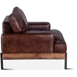 Portofino Industrial 41" Accent Chair in Geisha Brown Leather