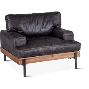 Portofino Industrial 41" Accent Chair in Morocco Black Leather