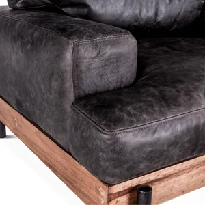 Portofino Industrial 41" Accent Chair in Morocco Black Leather