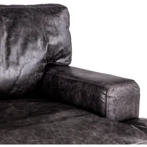 Portofino Industrial 41" Accent Chair in Morocco Black Leather